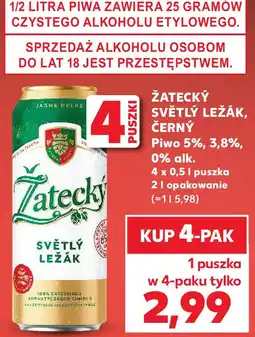 Kaufland Žatecký Světlý Ležák, Černý Piwo 5%, 3,8%, 0% alk. 4 x 0,5 l puszka oferta