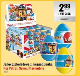 Eurocash Jajko czekoladowe z niespodzianką: Psi Patrol, Sonic, Playmobile oferta