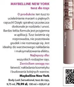 Hebe Maybelline New York Body Lash Sensational, tusz do rzęs oferta