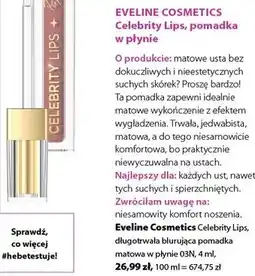 Hebe Eveline Cosmetics Celebrity Lips, długotrwała blurująca pomadka matowa w płynie 03N oferta