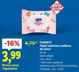Lidl Floralys Papier toaletowy nawilżany dla dzieci 60 szt oferta