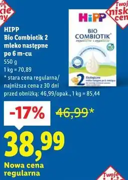 Lidl HIPP Bio Combiotik 2 mleko następne po 6 m-cu oferta