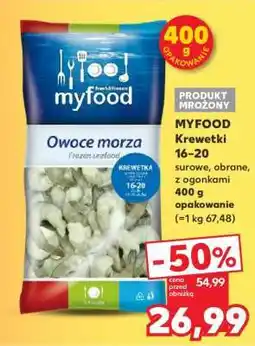 Kaufland MYFOOD Krewetki 16–20 surowe, obrane, z ogonkami 400 g opakowanie oferta