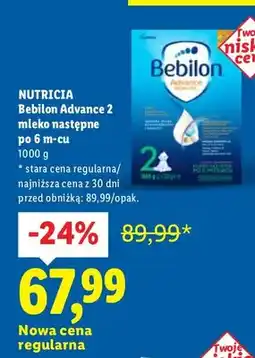 Lidl Mleko następne Advance 2 po 6 m-cu Bebilon oferta
