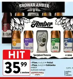 Intermarche Zestaw: piwo pszeniczniak 500 ml + czarny bez apa johannes szklanka Amber Browar Zestaw oferta