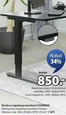 JYSK Biurko z regulacją wysokości SVANEKE oferta
