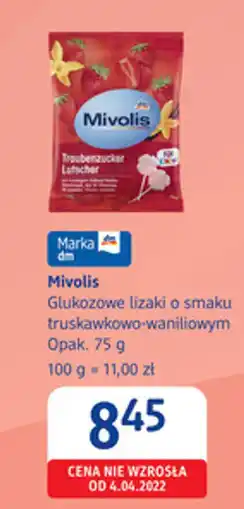 dm drogerie markt Mivolis Glukozowe lizaki o smaku truskawkowo-waniliowym oferta