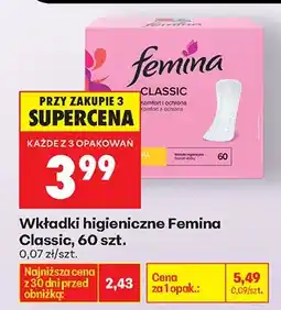 Biedronka Wkładki higieniczne Classic oferta
