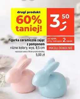 Dealz Figurka ceramiczna zając z pomponem różne kolory oferta