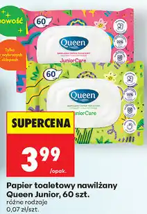 Biedronka Papier toaletowy nawilżany Queen Junior, 60 szt. (różne rodzaje) oferta