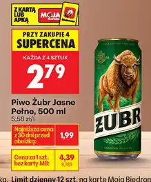 Biedronka Piwo Żubr Jasne Pełne oferta