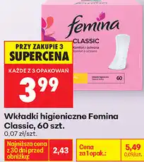Biedronka Wkładki higieniczne Femina Classic, 60 szt oferta