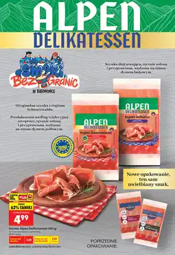 Biedronka Szynka Alpen Delikatessen 100 g (Szwarcwaldzka, Delikatna) oferta