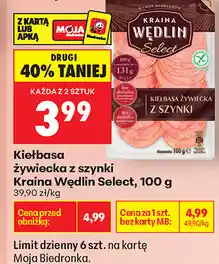 Biedronka Kiełbasa żywiecka z szynki Kraina Wędlin Select oferta