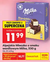 Biedronka Alpejskie Mleczko o smaku waniliowym Milka oferta