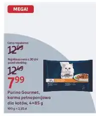 Rossmann Karma dla kota fileciki w sosie z indykiem + tuńczykiem kaczką jagnięciną Purina Gourmet Perle oferta