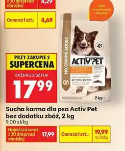 Biedronka Sucha karma dla psa Activ Pet bez dodatku zbóż, 2 kg oferta