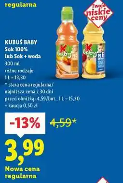 Lidl KUBUŚ BABY Sok 100% lub sok + woda oferta