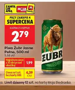 Biedronka Piwo Żubr Jasne Pełne oferta