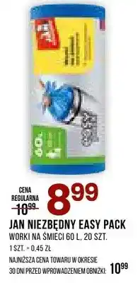 Drogerie Natura Worki na śmieci Easy Pack, 60l, 20 szt oferta