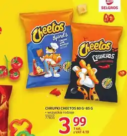 Selgros Chipsy Cheetos Crunchos 80-85 g wszystkie rodzaje oferta