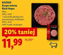 Lidl Rzeźnik Burger wołowy Black Angus oferta