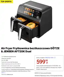 Media Expert Air Fryer Frytkownica beztłuszczowa GÖTZE & JENSEN AF720K Dual oferta