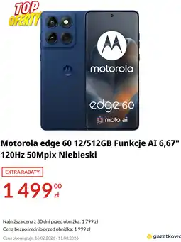 RTV EURO AGD Motorola edge 60 12/512GB Funkcje AI 6,67 120Hz 50Mpix Niebieski oferta