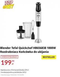RTV EURO AGD Blender Tefal Quickchef HB656838 1000W Rozdrabniacz Końcówka do ubijania oferta