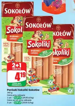 Dino Parówki Sokoliki drobiowo-cielęce 2+1GRATIS oferta