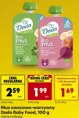 Biedronka Mus owocowo-warzywny Dada Baby Food, 100 g, różne rodzaje oferta