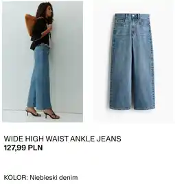 H&M WIDE HIGH WAIST ANKLE JEANS Niebieski denim oferta