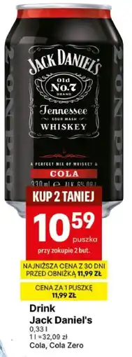 Delikatesy Centrum Drink Jack Daniel's Cola / Cola Zero oferta