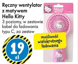 Tedi Ręczny wentylator z motywem Hello Kitty 3 poziomy, w zestawie kabel do ładowania typu C oferta