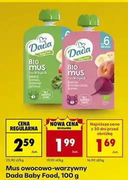 Biedronka Mus owocowo-warzywny BIO jabłko banan brzoskwinia burak oferta