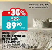 Biedronka Pościel satynowa Home Satin 160 x 200 cm brązowe kwiatki, zielona oferta