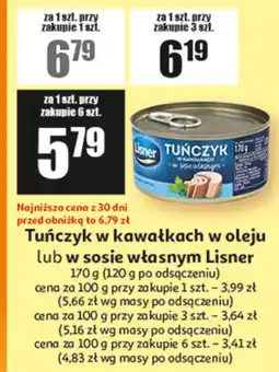 Auchan Tuńczyk w kawałkach w oleju lub w sosie własnym Lisner oferta