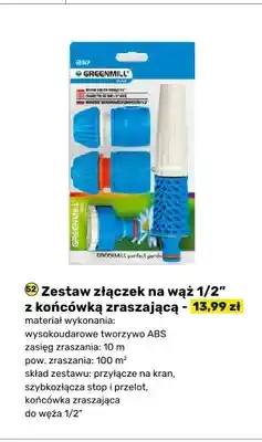 Zestaw złączek na wąż 1/2 z końcówką zraszającą