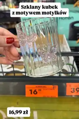 Biedronka Szklany kubek z motywem motylków oferta