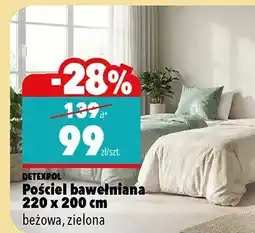 Biedronka Pościel bawełniana 220 x 200cm beżowa, zielona oferta