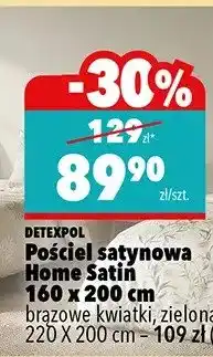 Biedronka Pościel satynowa Home Satin 160x200 cm brązowe kwiatki, zielona 220x200 cm oferta