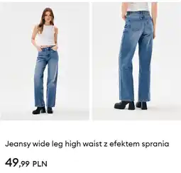 Sinsay Jeansy wide leg high waist z efektem sprania oferta