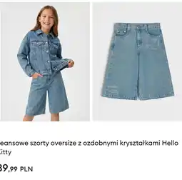 Sinsay Jeansowe szorty oversize z ozdobnymi kryształkami Hello Kitty oferta