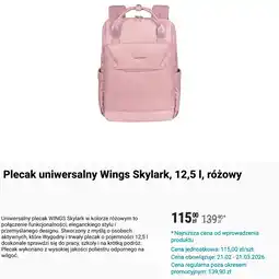 Biedronka Plecak uniwersalny Wings Skylark, 12,5 l, różowy oferta