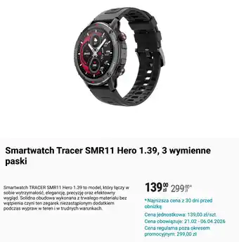 Smartwatch Tracer SMR11 Hero 1.39, 3 wymienne paski