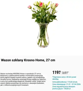 Wazon szklany Krosno Home, 27 cm