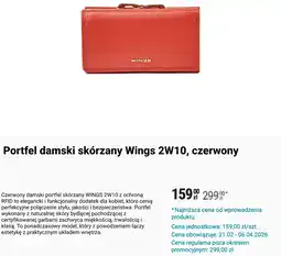 Biedronka Portfel damski skórzany Wings 2W10, czerwony oferta