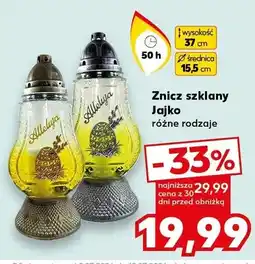 Kaufland Znicz szklany jajko różne rodzaje, wysokość 37 cm, średnica 15,5 cm oferta