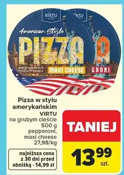 Carrefour Pizza w stylu amerykańskim na grubym cieście pepperoni, maxi cheese oferta