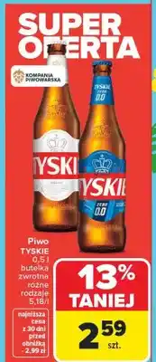 Carrefour Piwo Tyskie butelka zwrotna różne rodzaje oferta